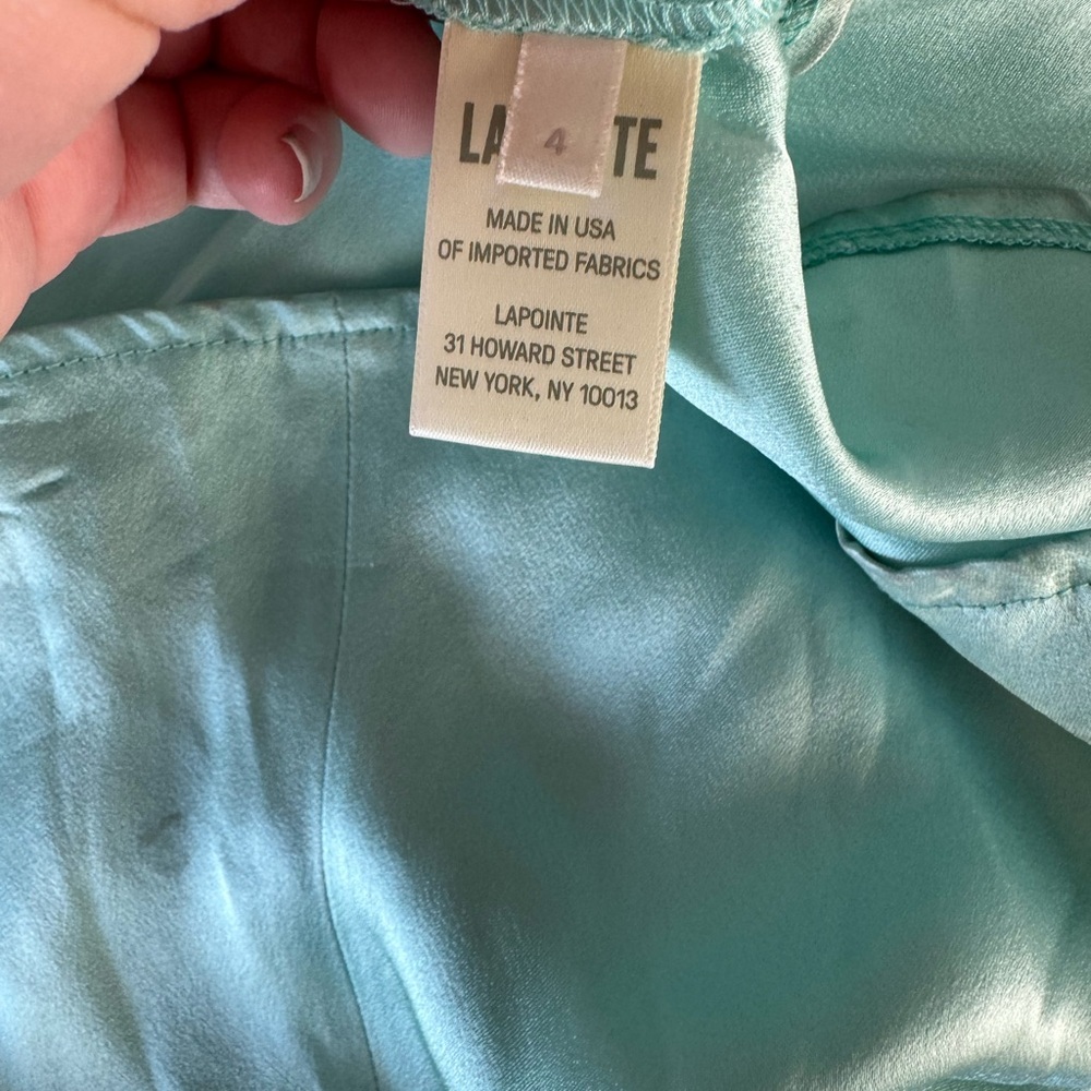 Lapointe Satin Halter Gown 4 Seafoam - Picture 10 of 12